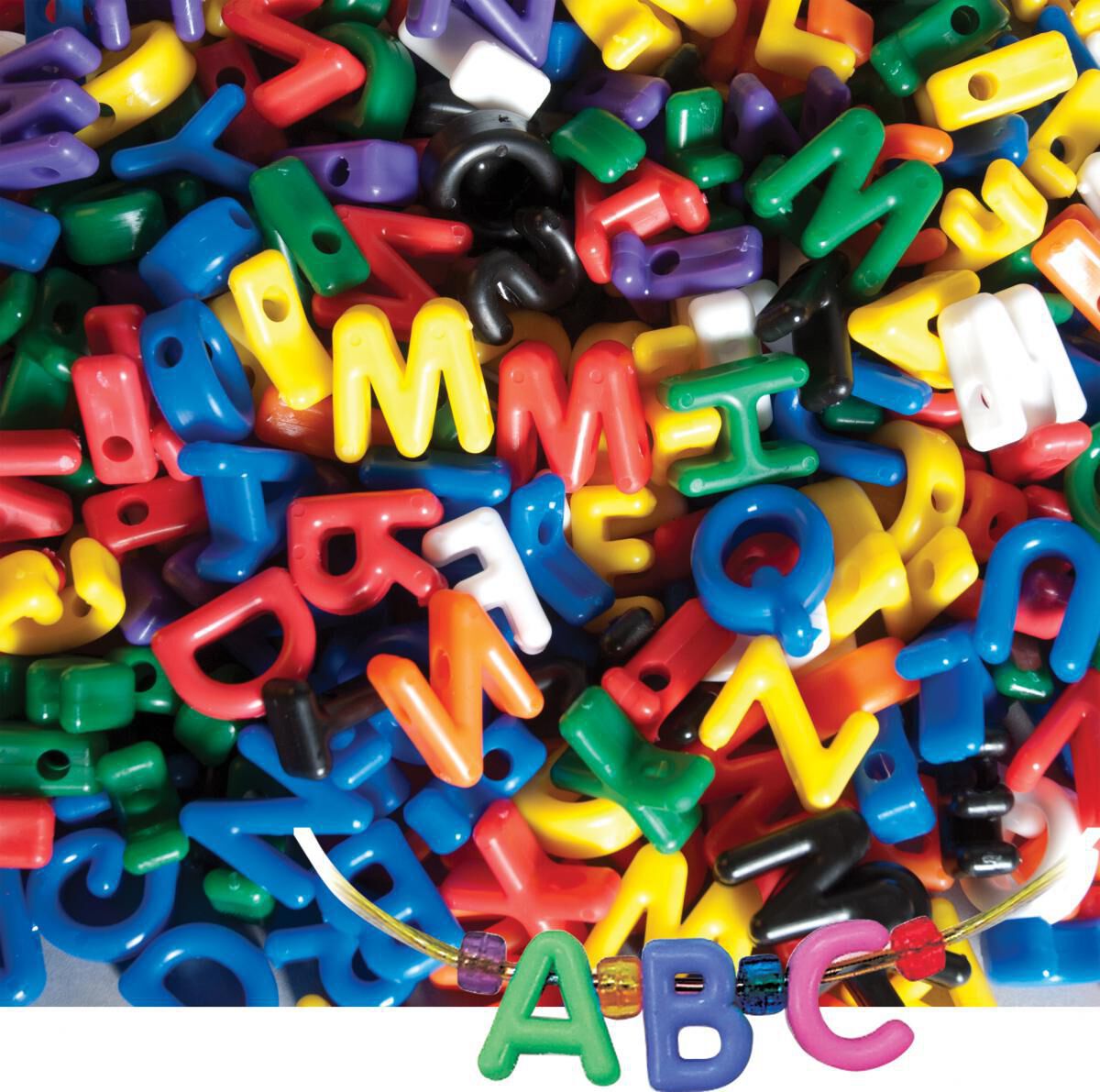 Plastic letter beads top