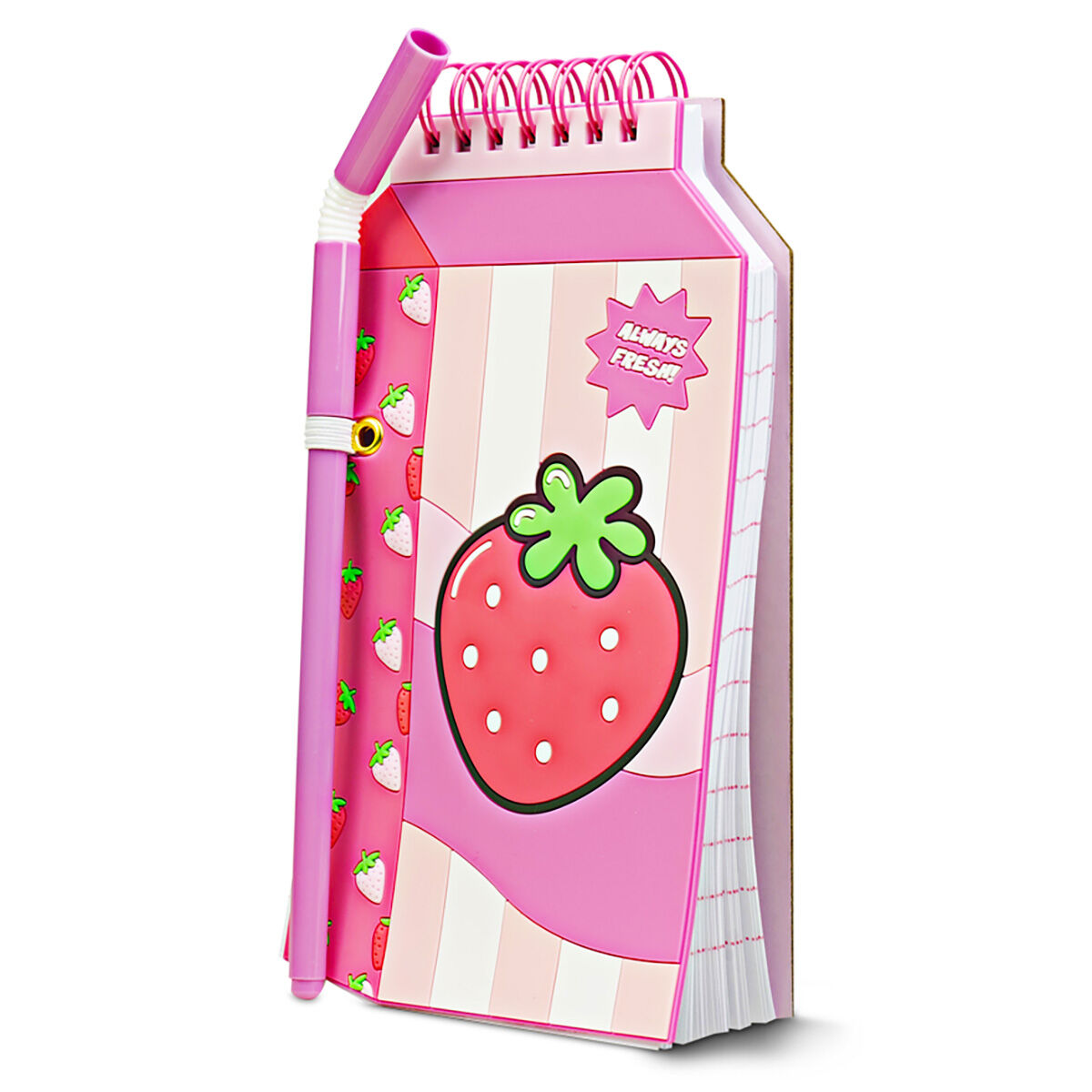 Thumbnail 2 Strawberry Milk Carton Notepad with Straw Pen Set 