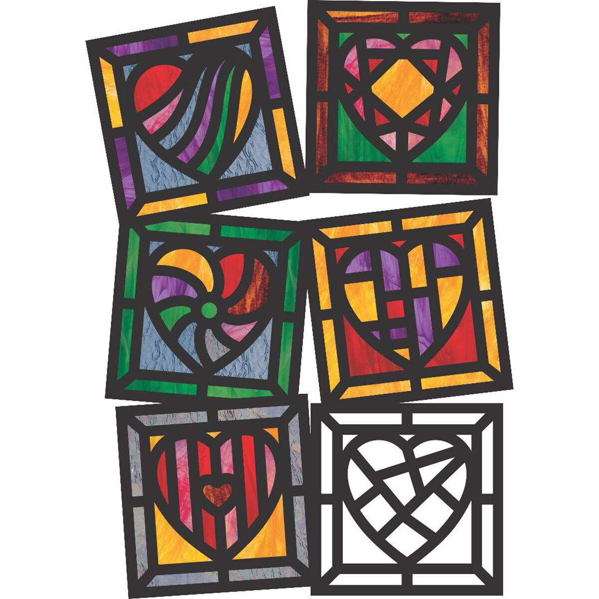  Stained Glass Heart Frames 