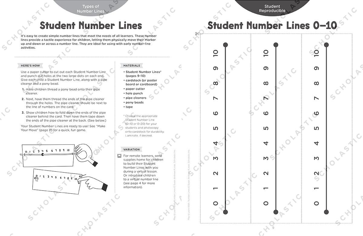 Play & Learn Math Number Lines Scholastic Canada Clubs de lecture