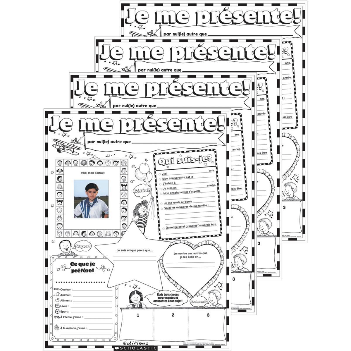  Ensemble d'affiches &agrave; compl&eacute;ter : Je me pr&eacute;sente! 