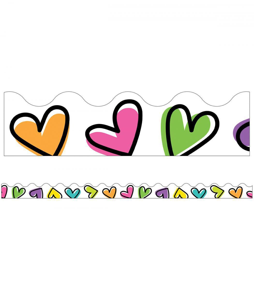 Kind Vibes Doodle Hearts Scalloped Border Trimmer