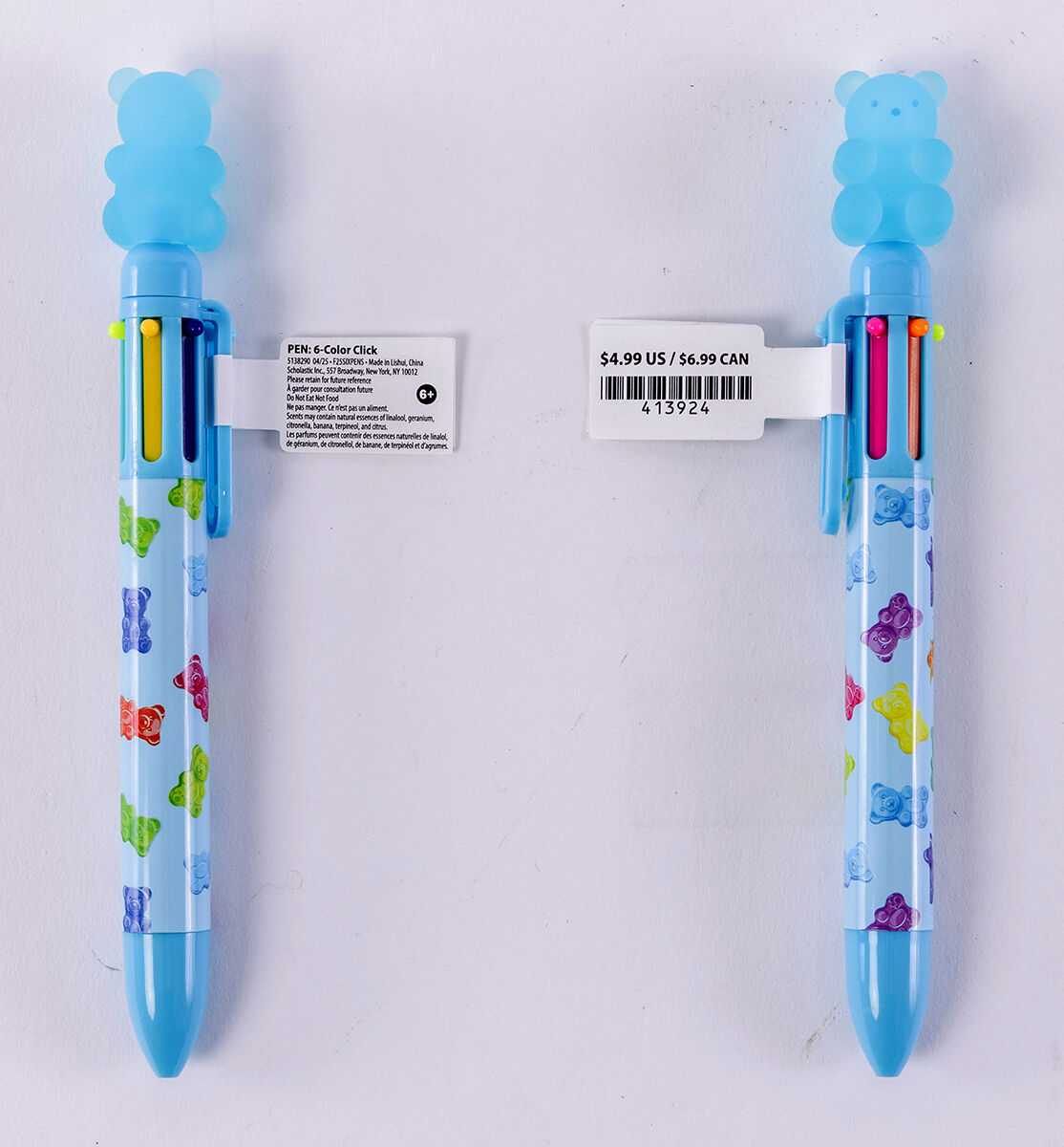  6-Colour Scented Bear Pen 