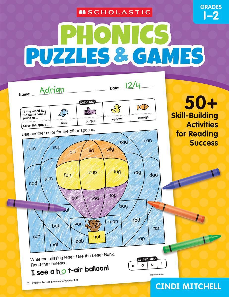  Phonics Puzzles &amp; Games: Grades 1-2 