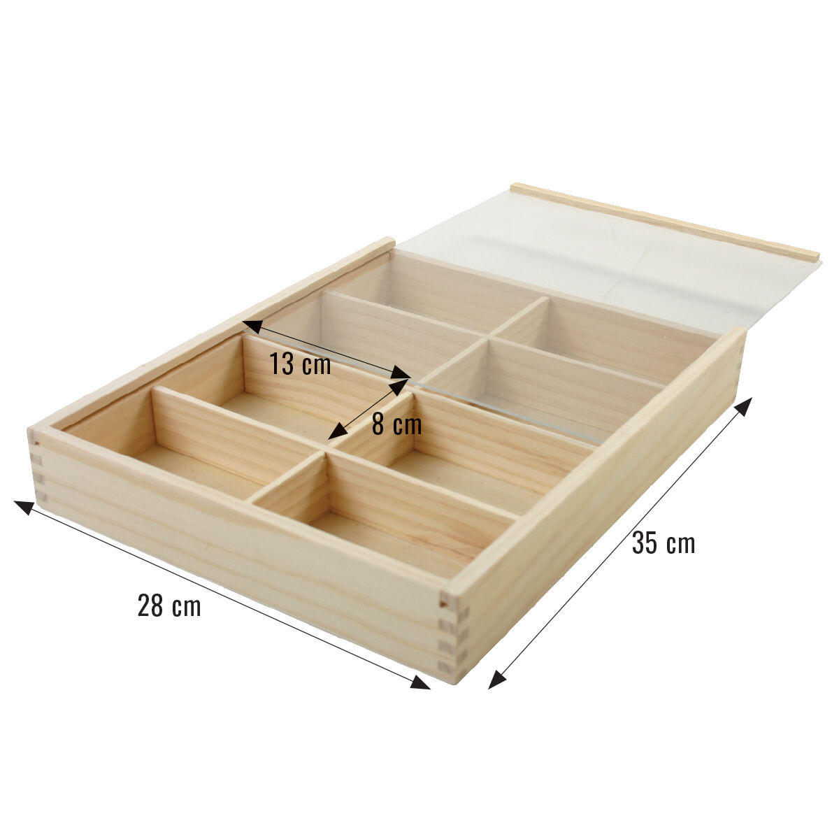  Wooden Sorting Tray with Transparent Lid 