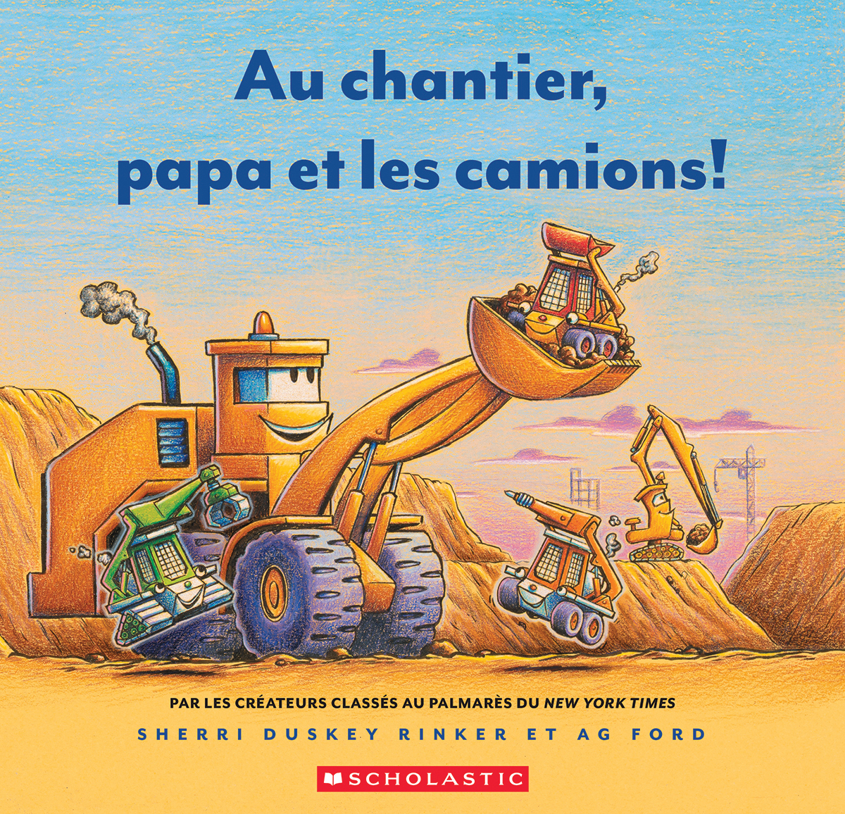 Au chantier, papa et les camions!