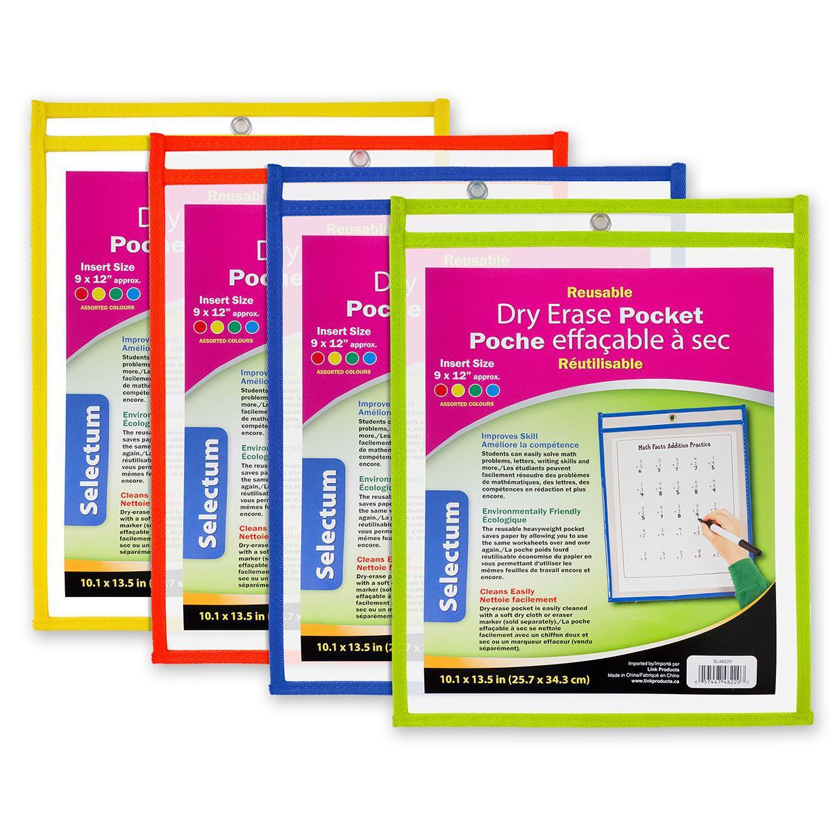  Reusable Dry Erase Pockets 12-Pack 