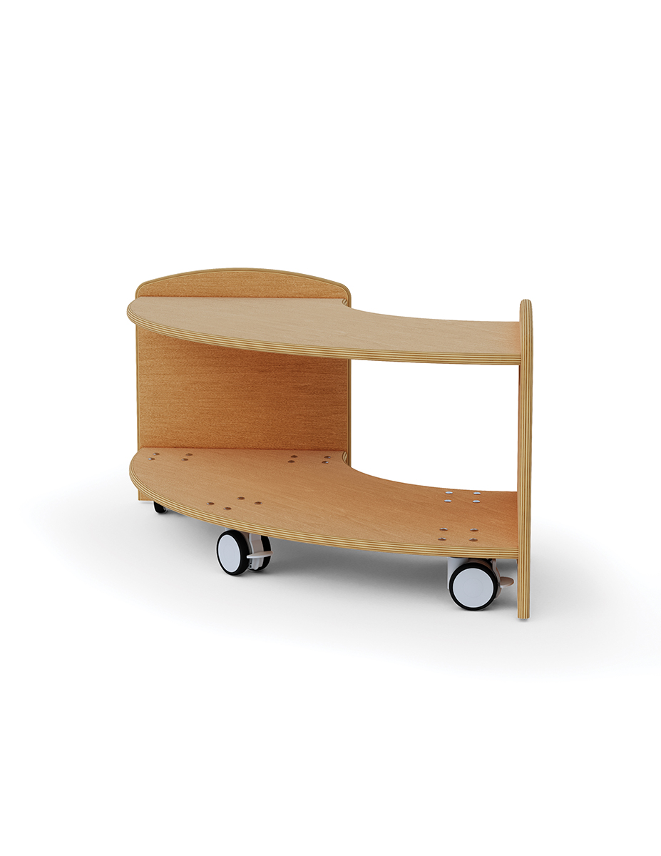 Seoras 1-Level 90 Degree Curved Corner Shelf with Casters