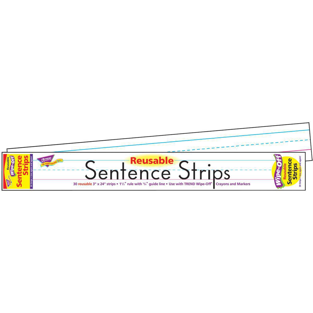 Wipe-Off Sentence Strips: White 