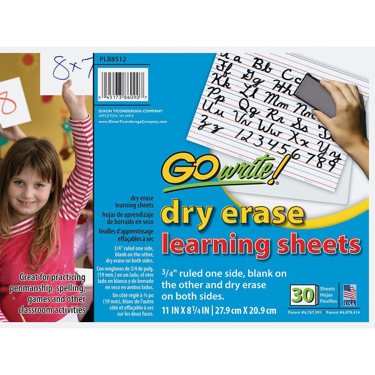 GoWrite!&reg; Dry Erase Learning Sheets 30-Pack