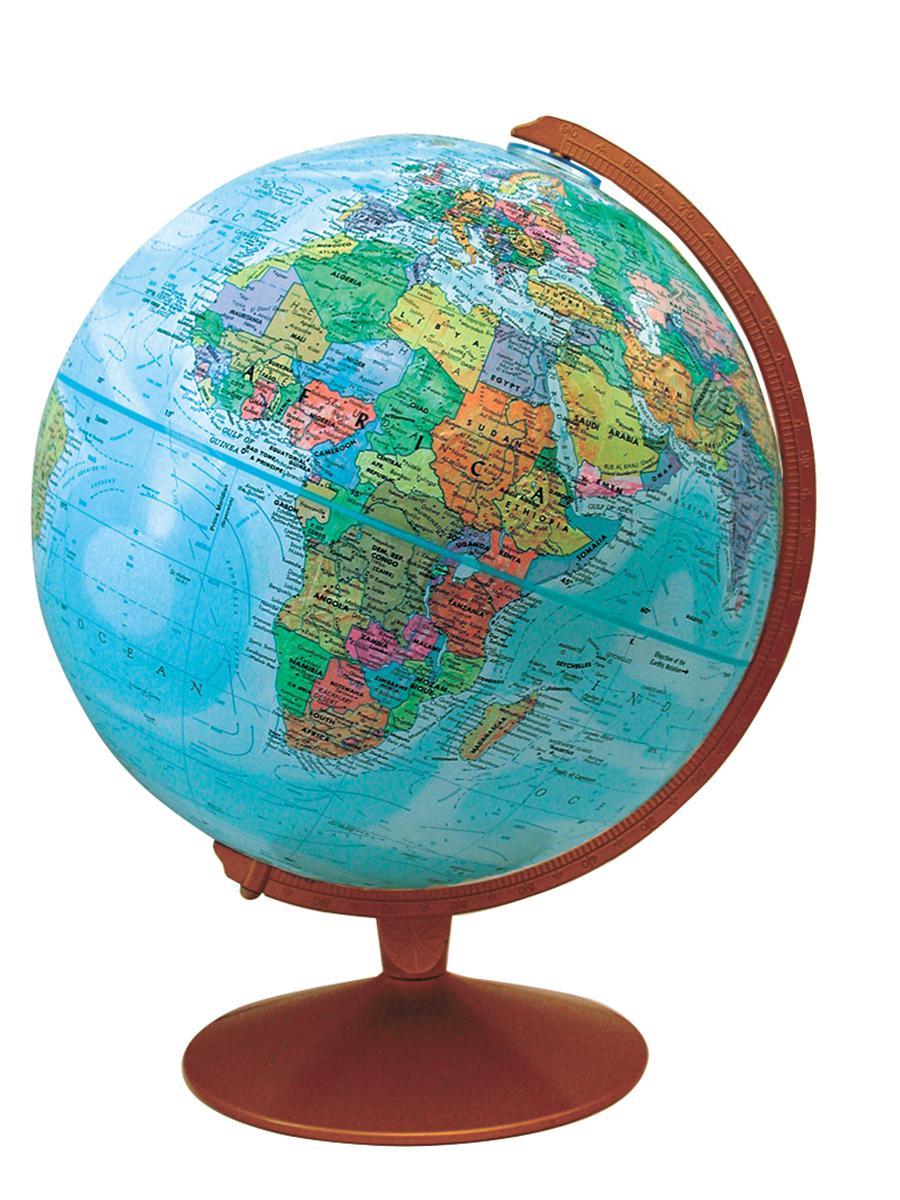 Globe terrestre Base m&eacute;tallique