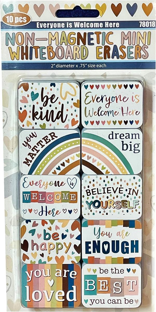  Mini Whiteboard Erasers: Everyone is Welcome Here 10-Pack 
